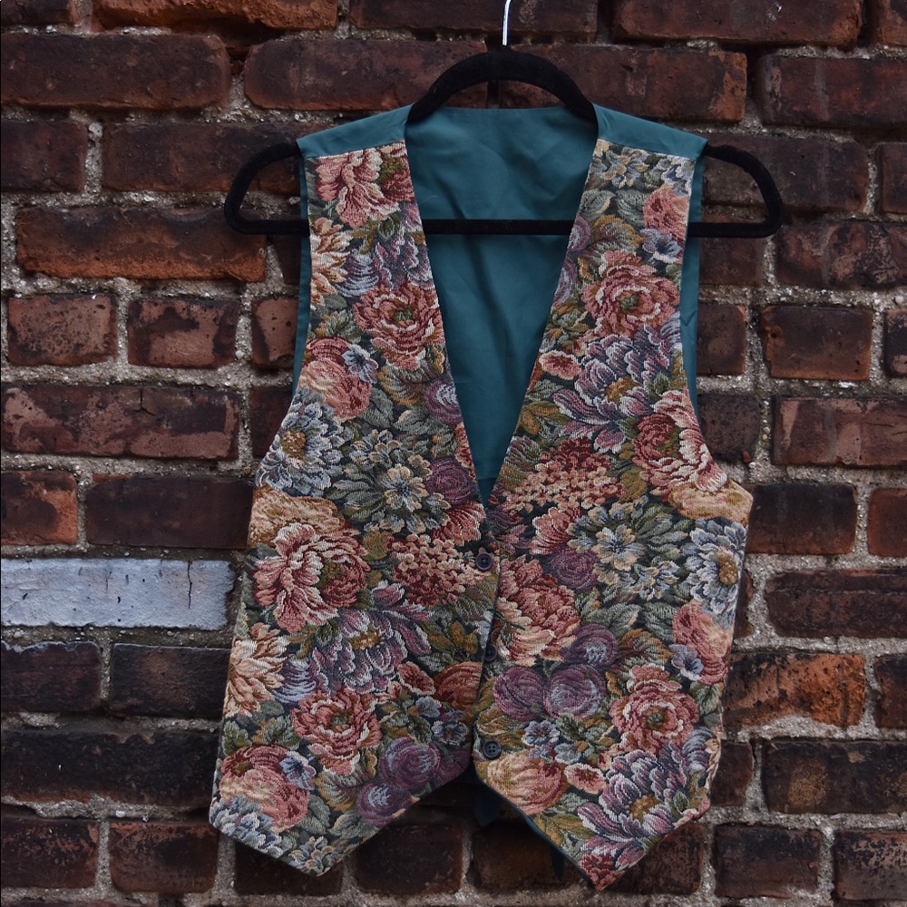Vintage Floral and Teal Vest